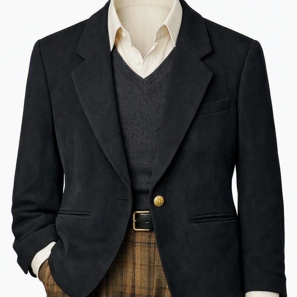 Harve Benard Womens Black Wool Blend Single Button Blazer Jacket Tailored